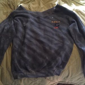 RARE obey blue tie dye crew neck